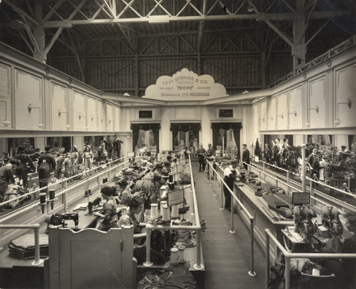 The LS&Co. sewing line in the Palace of Manufactures