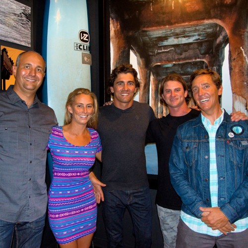 Pictured (left to right): Kevin Whilden, co-founder of Sustainable Surf; Alison Teal, athlete ambassador and reality TV star of Discovery Channel's Naked and Afraid; Greg Long, athlete ambassador and the world's most decorated big wave surfer in history; Alex Gray, athlete ambassador, surf media personality, and big wave champion surfer; Michael Stewart, co-founder of Sustainable Surf (in his “fave Levi’s Trucker Jacket”).
