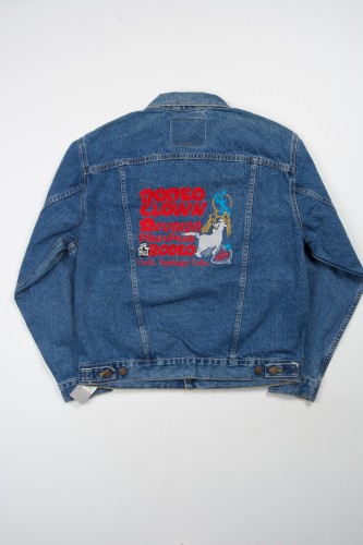 Rodeo Clown Reunion Pike's Peak or Bust Rodeo Colorado Springs Colorado customized blue denim jacket 1995
